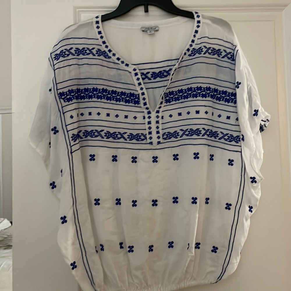White Embroidered Lucky Brand Top